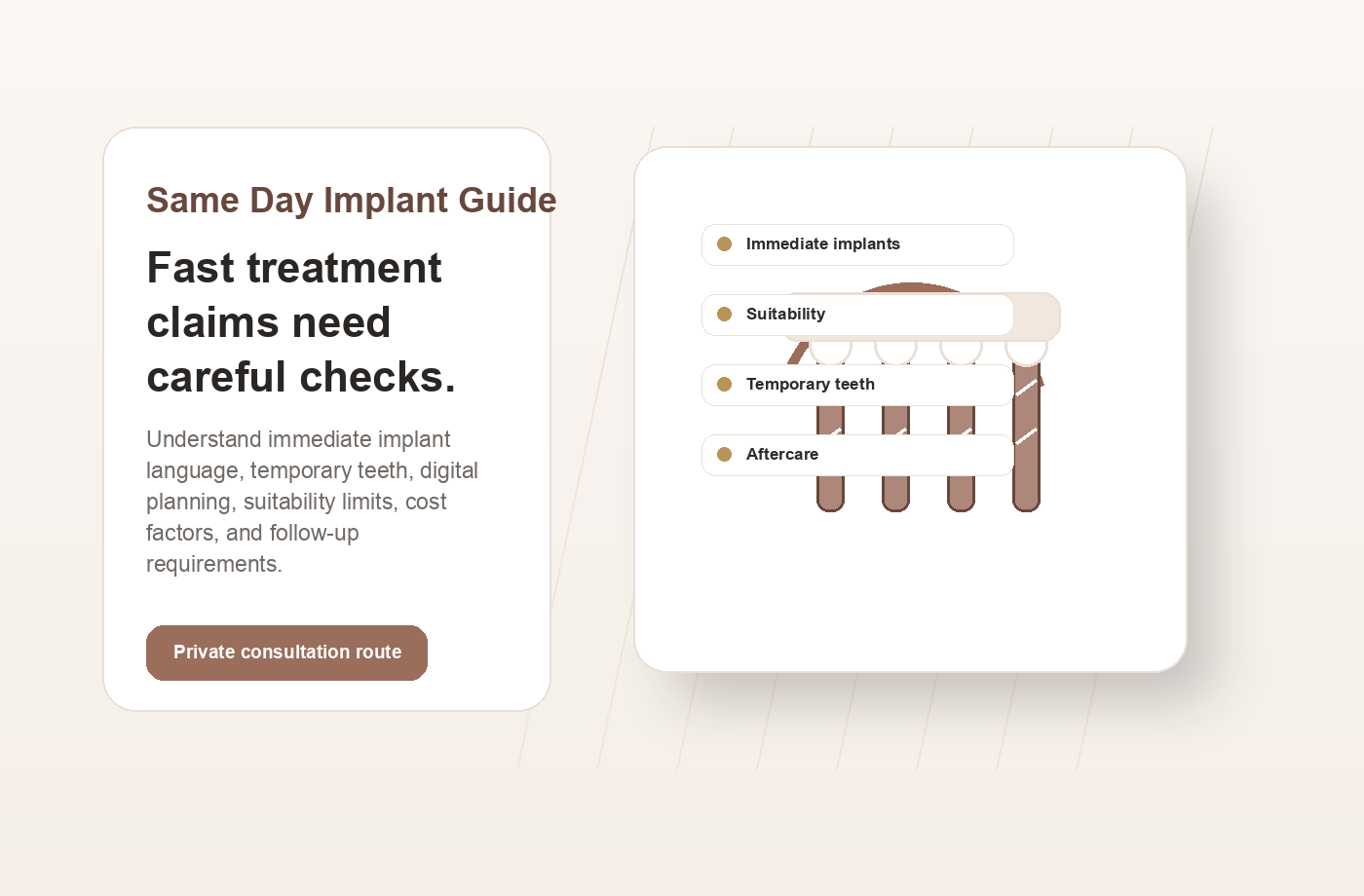Professional abstract dental implant consultation graphic for Same-Day Dental Implants